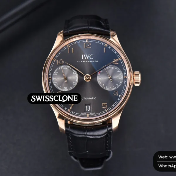 IWC Portuguese Real PR IW500702 42mm Gray Dial Brown Leather High Resolution View