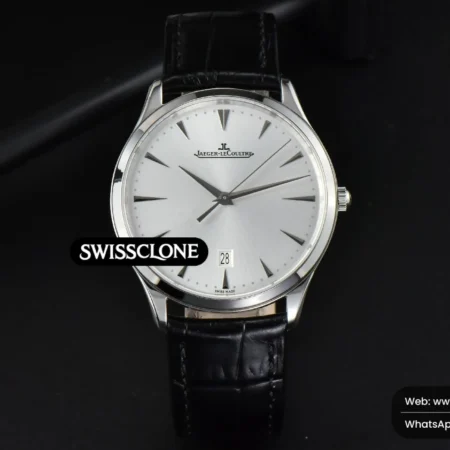 Rolex Jaeger LeCoultre Ultra Thin Date 1282510 40mm Silver Dial Black Leather High Resolution View