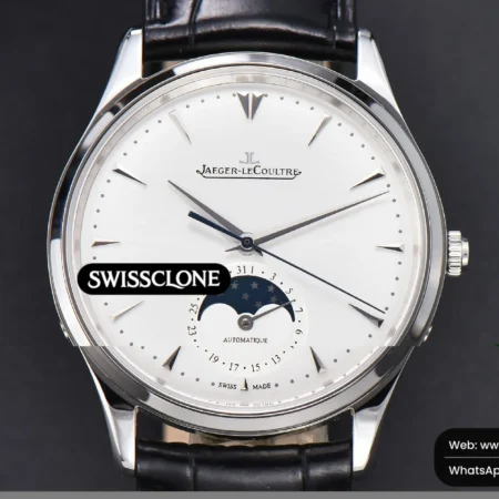 Rolex Jaeger LeCoultre Ultra Thin Moon 1368420 YLF 39mm White Dial Black Leather High Resolution View