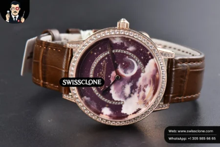 Rolex Jaeger LeCoultre Rendez Vous 36mm KZF Diamond Sky Brown Dial Brown Leather 9015 (ZF Factory) High Resolution View