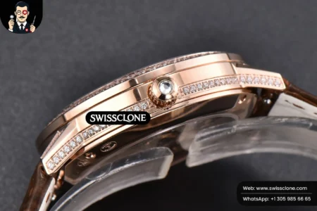 Rolex Jaeger LeCoultre Rendez Vous 36mm KZF Diamond Sky Brown Dial Brown Leather 9015 (ZF Factory) High Resolution View