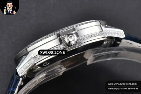 Rolex Jaeger LeCoultre Rendez Vous 36mm KZF Diamond Sky Blue Dial Blue Leather 9015 (ZF Factory) High Resolution View