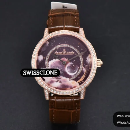 Rolex Jaeger LeCoultre Rendez Vous 36mm KZF Diamond Sky Brown Dial Brown Leather 9015 (ZF Factory) High Resolution View