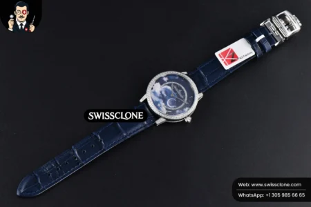 Rolex Jaeger LeCoultre Rendez Vous 36mm KZF Diamond Sky Blue Dial Blue Leather 9015 (ZF Factory) High Resolution View