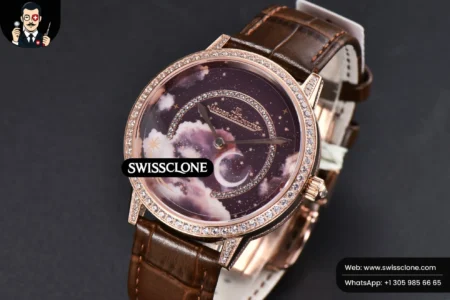 Rolex Jaeger LeCoultre Rendez Vous 36mm KZF Diamond Sky Brown Dial Brown Leather 9015 (ZF Factory) High Resolution View
