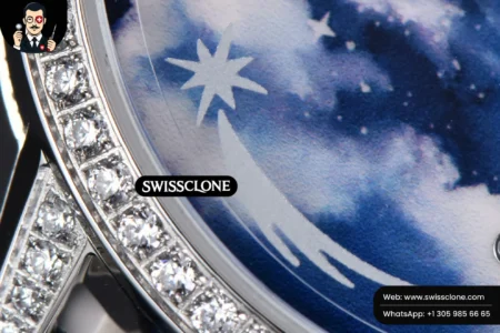 Rolex Jaeger LeCoultre Rendez Vous 36mm KZF Diamond Sky Blue Dial Blue Leather 9015 (ZF Factory) High Resolution View