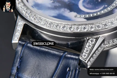 Rolex Jaeger LeCoultre Rendez Vous 36mm KZF Diamond Sky Blue Dial Blue Leather 9015 (ZF Factory) High Resolution View