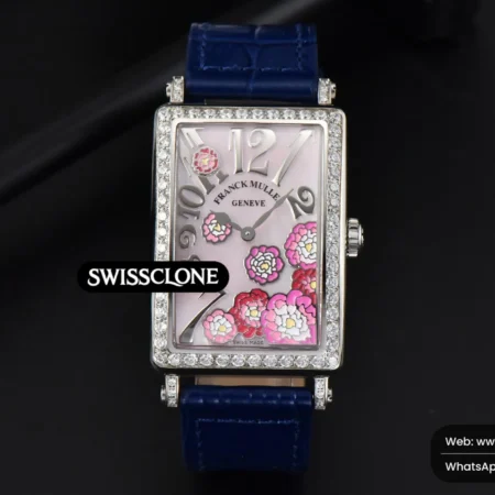 Rolex Long Island Ladies 26mm Diamond MOP Dial Blue Leather Ronda Quartz High Resolution View