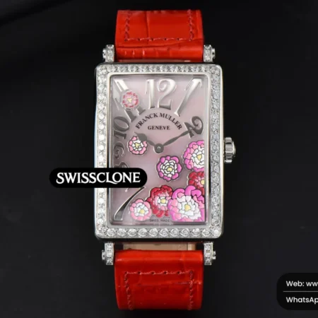 Rolex Long Island Ladies 26mm Diamond MOP Dial Red Leather Ronda Quartz High Resolution View