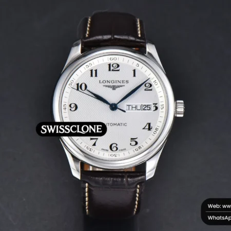 Rolex Longines Automatic 40mm LGF White Dial Leather High Resolution View