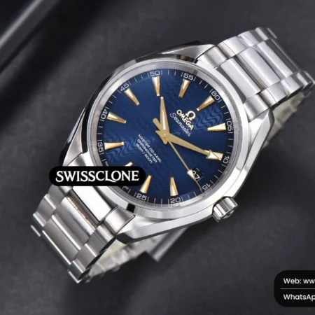 Omega Aqua Terra 150M 41mm Blue Wave Dial Markers High Resolution View