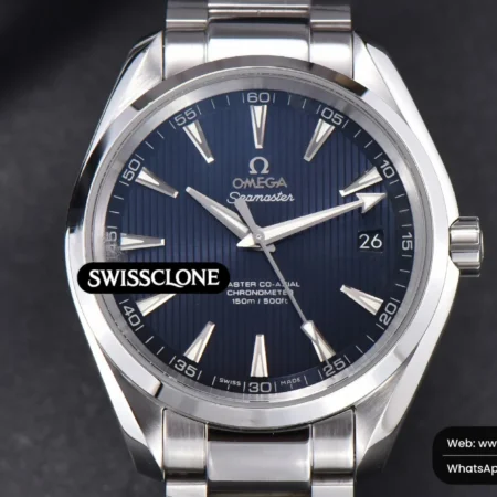 Omega Aqua Terra 150M 41mm Blue Textured Automatic High Resolution View