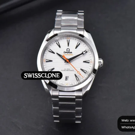 Omega Aqua Terra 150M 41mm White Dial Orange Hand Silver Markers High Resolution View