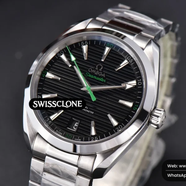 Omega Aqua Terra 150M Chronometers 41mm Black Dial Green Hand High Resolution View