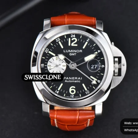 Panerai PAM088 GMT 44mm Black Dial Brown Leather P9001 High Resolution View