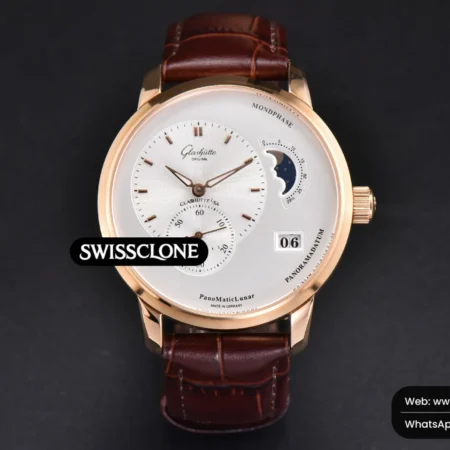 Rolex Panomatic Lunar 40mm White Dial Brown Leather High Resolution View
