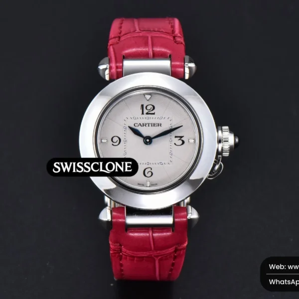 Audemars Piguet Pasha Ladies AF 30mm White Dial Rose Red Leather Jap Quartz High Resolution View