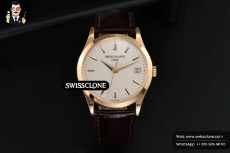 Patek Philippe Calatrava 5296R 38mm Beige Dial Brown Leather 9015 High Resolution View