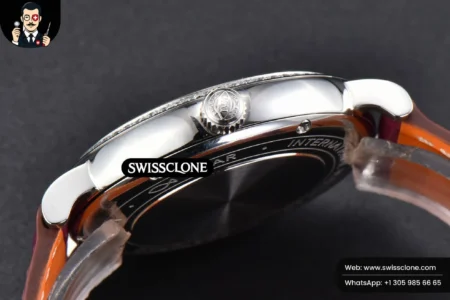 Rolex Portofino V7F 37mm Diamond Silver Dial Marker Pink Leather High Resolution View
