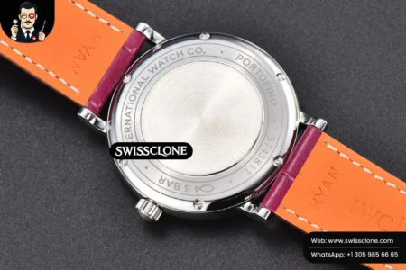 Rolex Portofino V7F 37mm Diamond Silver Dial Marker Pink Leather High Resolution View