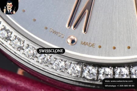 Rolex Portofino V7F 37mm Diamond Silver Dial Marker Pink Leather High Resolution View