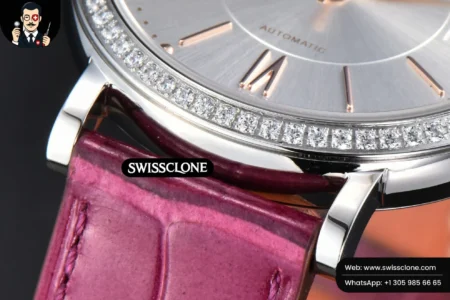 Rolex Portofino V7F 37mm Diamond Silver Dial Marker Pink Leather High Resolution View