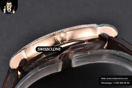 Rolex Portofino V7F 40mm Diamond Silver Dial Marker Brown Leather High Resolution View
