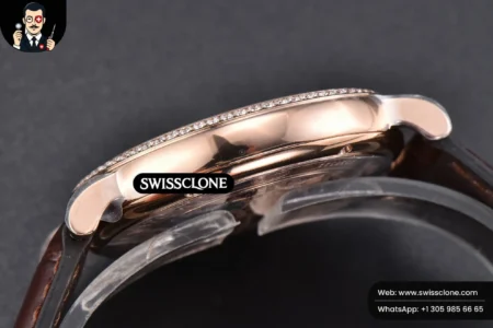 Rolex Portofino V7F 40mm Diamond Silver Dial Marker Brown Leather High Resolution View