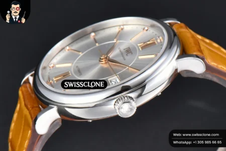 Rolex Portofino V7F 37mm Gray Dial Marker Brown Leather High Resolution View