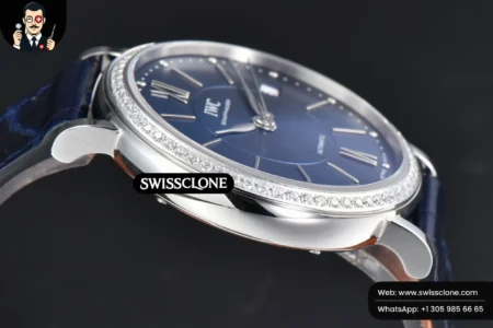 Rolex Portofino V7F 37mm Diamond Blue Dial Silver Marker Blue Leather High Resolution View