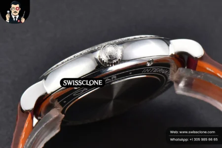 Rolex Portofino V7F 37mm Diamond Silver Dial Silver Marker Red Leather High Resolution View