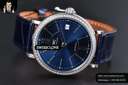 Rolex Portofino V7F 37mm Diamond Blue Dial Silver Marker Blue Leather High Resolution View