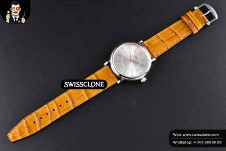 Rolex Portofino V7F 37mm Gray Dial Marker Brown Leather High Resolution View