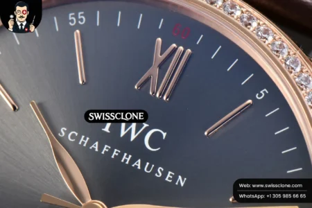 Rolex Portofino V7F 40mm Diamond Gray Dial Marker Brown Leather High Resolution View