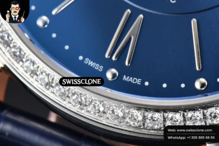 Rolex Portofino V7F 37mm Diamond Blue Dial Silver Marker Blue Leather High Resolution View