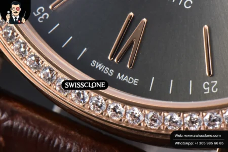 Rolex Portofino V7F 40mm Diamond Gray Dial Marker Brown Leather High Resolution View