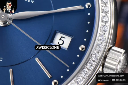 Rolex Portofino V7F 37mm Diamond Blue Dial Silver Marker Blue Leather High Resolution View