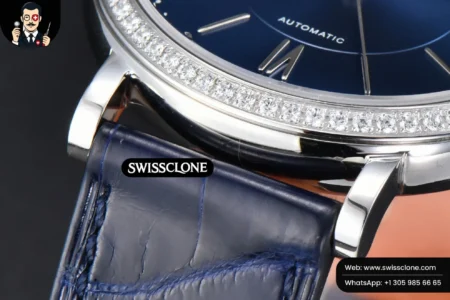 Rolex Portofino V7F 37mm Diamond Blue Dial Silver Marker Blue Leather High Resolution View
