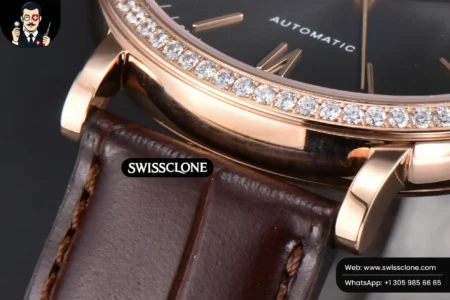 Rolex Portofino V7F 40mm Diamond Gray Dial Marker Brown Leather High Resolution View