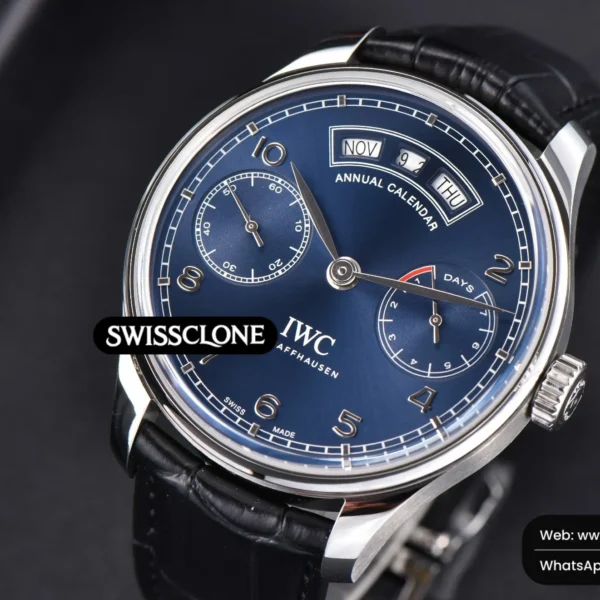 Rolex Portuguese Real PR Annual Calendar IW503502 44mm Blue Dial Black Leather High Resolution View