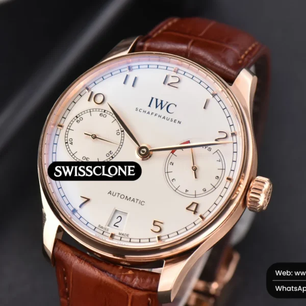 Rolex Portuguese Real PR IW500113 42mm White Dial Marker Brown Leather High Resolution View