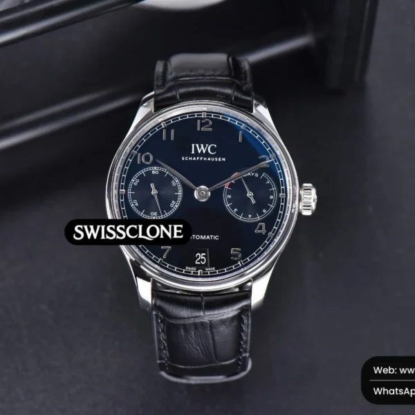 Rolex Portuguese Real PR IW500703 42mm Black Dial Black Leather High Resolution View