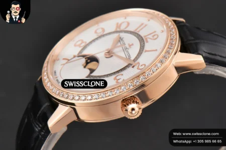 Rolex Rendez Vous Moon 34mm GF Diamond White Textured Dial Black Leather High Resolution View