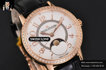 Rolex Rendez Vous Moon 34mm GF Diamond White Textured Dial Black Leather High Resolution View