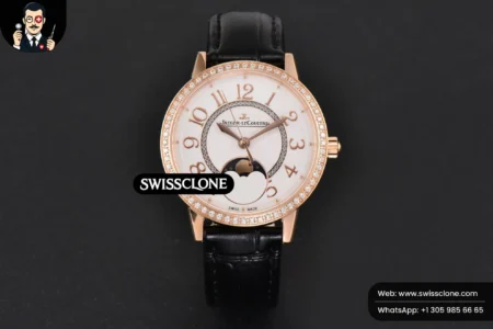 Rolex Rendez Vous Moon 34mm GF Diamond White Textured Dial Black Leather High Resolution View