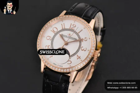 Rolex Rendez Vous Moon 34mm GF Diamond White Textured Dial Black Leather High Resolution View