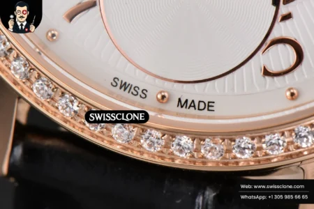 Rolex Rendez Vous Moon 34mm GF Diamond White Textured Dial Black Leather High Resolution View