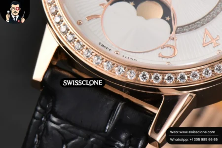 Rolex Rendez Vous Moon 34mm GF Diamond White Textured Dial Black Leather High Resolution View