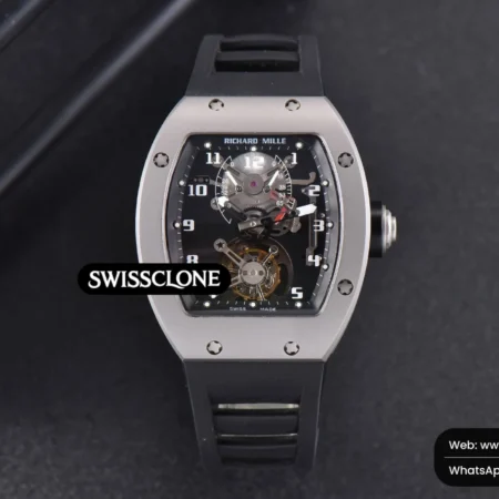 Richard Mille RM001 Tourbillon Titanium JBF 47mm Black Skeleton Dial Black Rubber High Resolution View