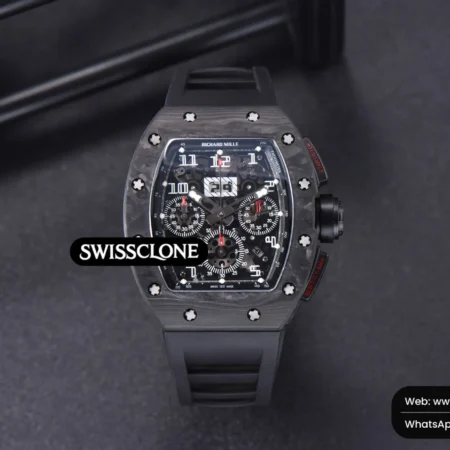 Richard Mille RM011 NTPT Chrono KVF Black Skeleton Dial on Black Crown black Rubber High Resolution View